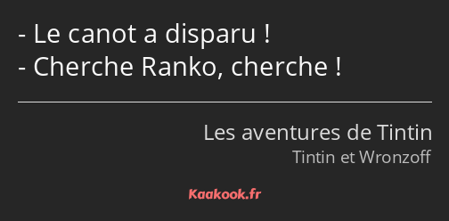 Le canot a disparu ! Cherche Ranko, cherche !