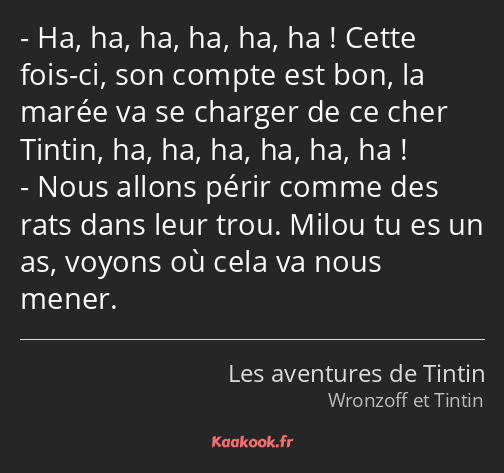 Ha, ha, ha, ha, ha, ha ! Cette fois-ci, son compte est bon, la marée va se charger de ce cher…