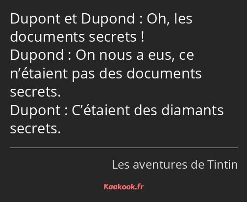 Oh, les documents secrets ! On nous a eus, ce n’étaient pas des documents secrets. C’étaient des…
