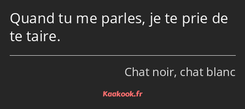 Quand tu me parles, je te prie de te taire.