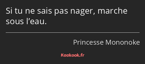 Si tu ne sais pas nager, marche sous l’eau.