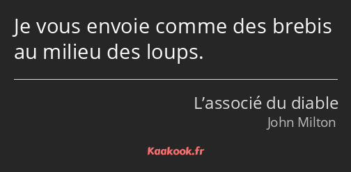 Je vous envoie comme des brebis au milieu des loups.