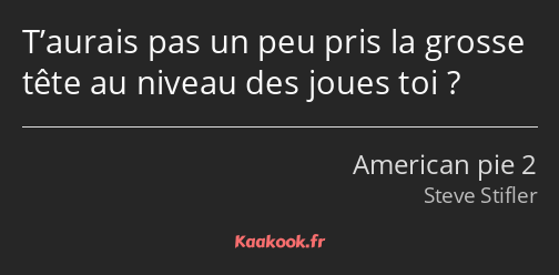 T’aurais pas un peu pris la grosse tête au niveau des joues toi ?