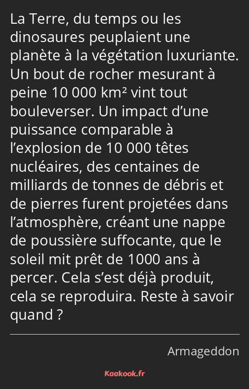 La Terre, du temps ou les dinosaures peuplaient une planète à la végétation luxuriante. Un bout de…