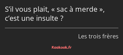 S’il vous plait, sac à merde, c’est une insulte ?