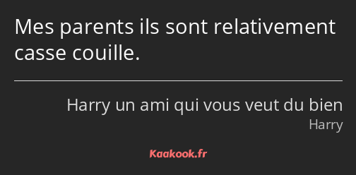 Mes parents ils sont relativement casse couille.