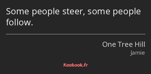 Some people steer, some people follow.