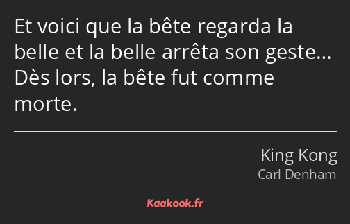 Et voici que la bête regarda la belle et la belle arrêta son geste… Dès lors, la bête fut comme…