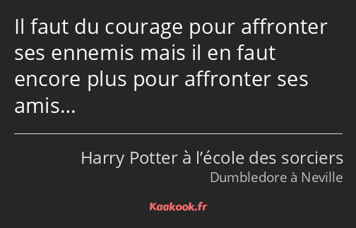 Il faut du courage pour affronter ses ennemis mais il en faut encore plus pour affronter ses amis…