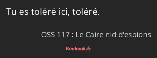 Tu es toléré ici, toléré.