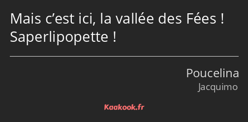 Mais c’est ici, la vallée des Fées ! Saperlipopette !