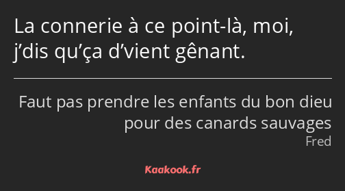 La connerie à ce point-là, moi, j’dis qu’ça d’vient gênant.