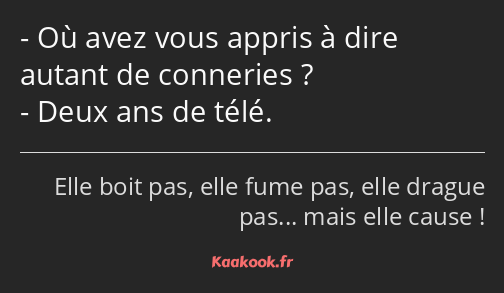 Où avez vous appris à dire autant de conneries ? Deux ans de télé.