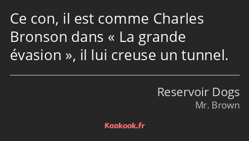 Ce con, il est comme Charles Bronson dans La grande évasion, il lui creuse un tunnel.