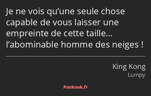 Je ne vois qu’une seule chose capable de vous laisser une empreinte de cette taille… l’abominable…