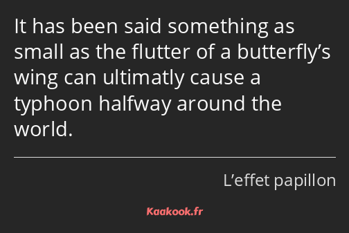 It has been said something as small as the flutter of a butterfly’s wing can ultimatly cause a…