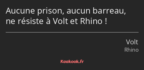 Aucune prison, aucun barreau, ne résiste à Volt et Rhino !