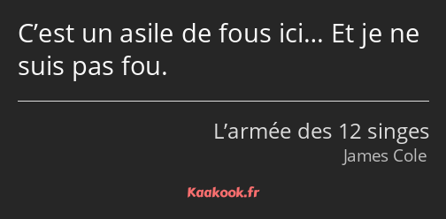 C’est un asile de fous ici… Et je ne suis pas fou.