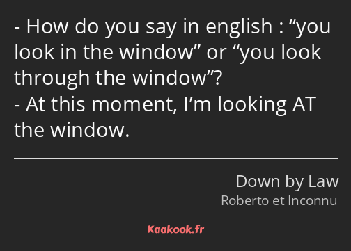 How do you say in english : you look in the window or you look through the window? At this moment…
