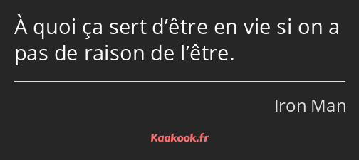 À quoi ça sert d’être en vie si on a pas de raison de l’être.