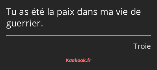 Citation Tu As Ete La Paix Dans Ma Vie De Guerrier Kaakook