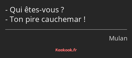 Qui êtes-vous ? Ton pire cauchemar !