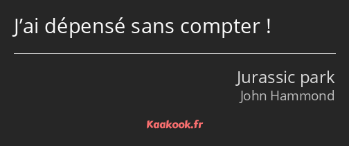 J’ai dépensé sans compter !