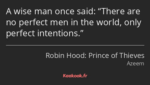 A wise man once said: There are no perfect men in the world, only perfect intentions.