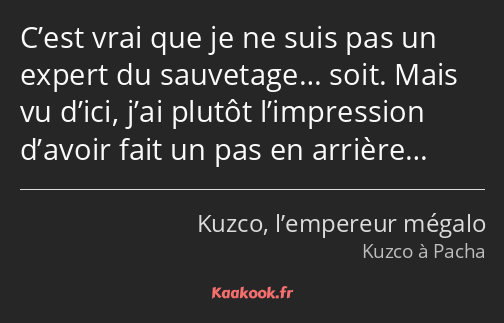 C’est vrai que je ne suis pas un expert du sauvetage… soit. Mais vu d’ici, j’ai plutôt l’impression…