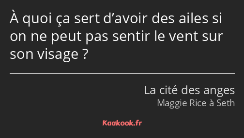 À quoi ça sert d’avoir des ailes si on ne peut pas sentir le vent sur son visage ?