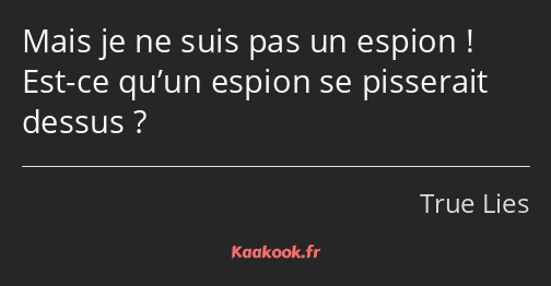 Mais je ne suis pas un espion ! Est-ce qu’un espion se pisserait dessus ?