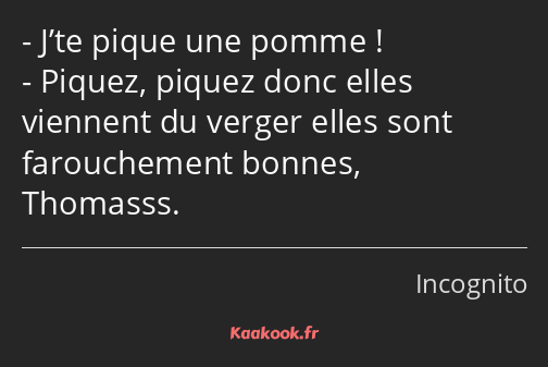 J’te pique une pomme ! Piquez, piquez donc elles viennent du verger elles sont farouchement bonnes…