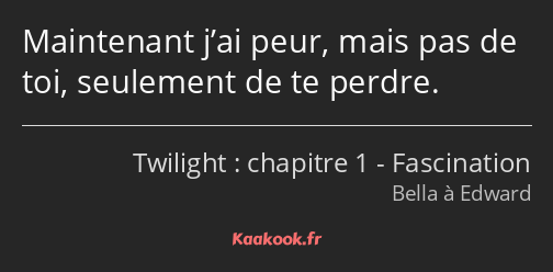 Maintenant j’ai peur, mais pas de toi, seulement de te perdre.