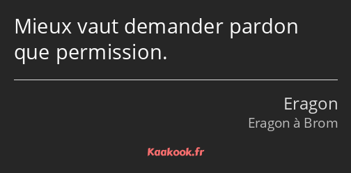 Mieux vaut demander pardon que permission.