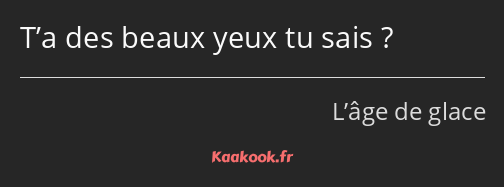 T’a des beaux yeux tu sais ?