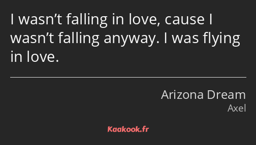 I wasn’t falling in love, cause I wasn’t falling anyway. I was flying in love.