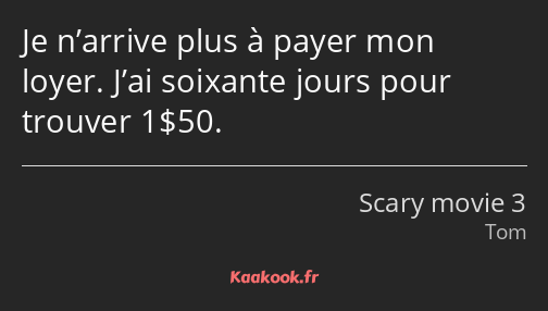 Je n’arrive plus à payer mon loyer. J’ai soixante jours pour trouver 1$50.