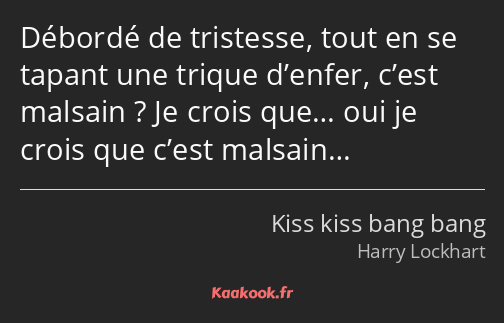 Débordé de tristesse, tout en se tapant une trique d’enfer, c’est malsain ? Je crois que… oui je…