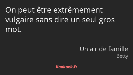 On peut être extrêmement vulgaire sans dire un seul gros mot.