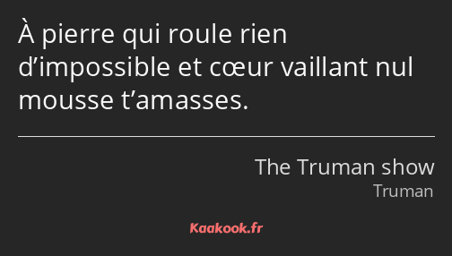 À pierre qui roule rien d’impossible et cœur vaillant nul mousse t’amasses.