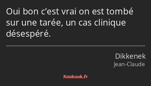 Oui bon c’est vrai on est tombé sur une tarée, un cas clinique désespéré.