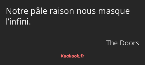 Notre pâle raison nous masque l’infini.