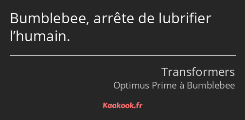 Bumblebee, arrête de lubrifier l’humain.