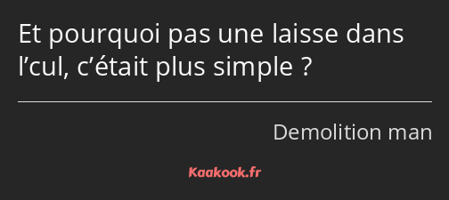 Et pourquoi pas une laisse dans l’cul, c’était plus simple ?