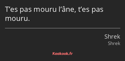 T’es pas mouru l’âne, t’es pas mouru.