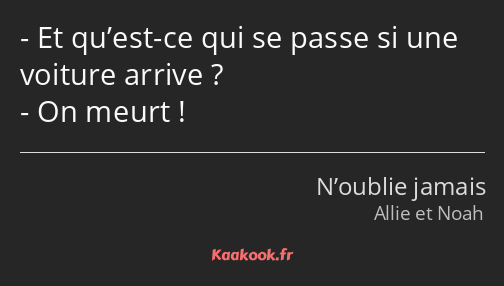 Et qu’est-ce qui se passe si une voiture arrive ? On meurt !