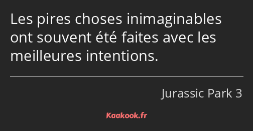 Les pires choses inimaginables ont souvent été faites avec les meilleures intentions.