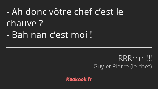 Ah donc vôtre chef c’est le chauve ? Bah nan c’est moi !