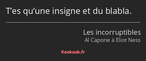 T’es qu’une insigne et du blabla.