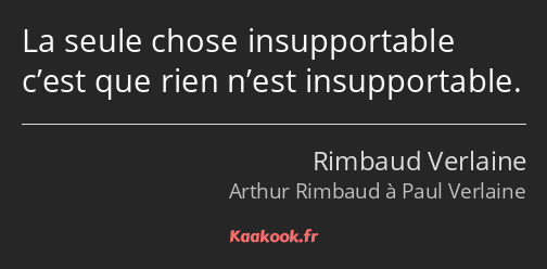 La seule chose insupportable c’est que rien n’est insupportable.